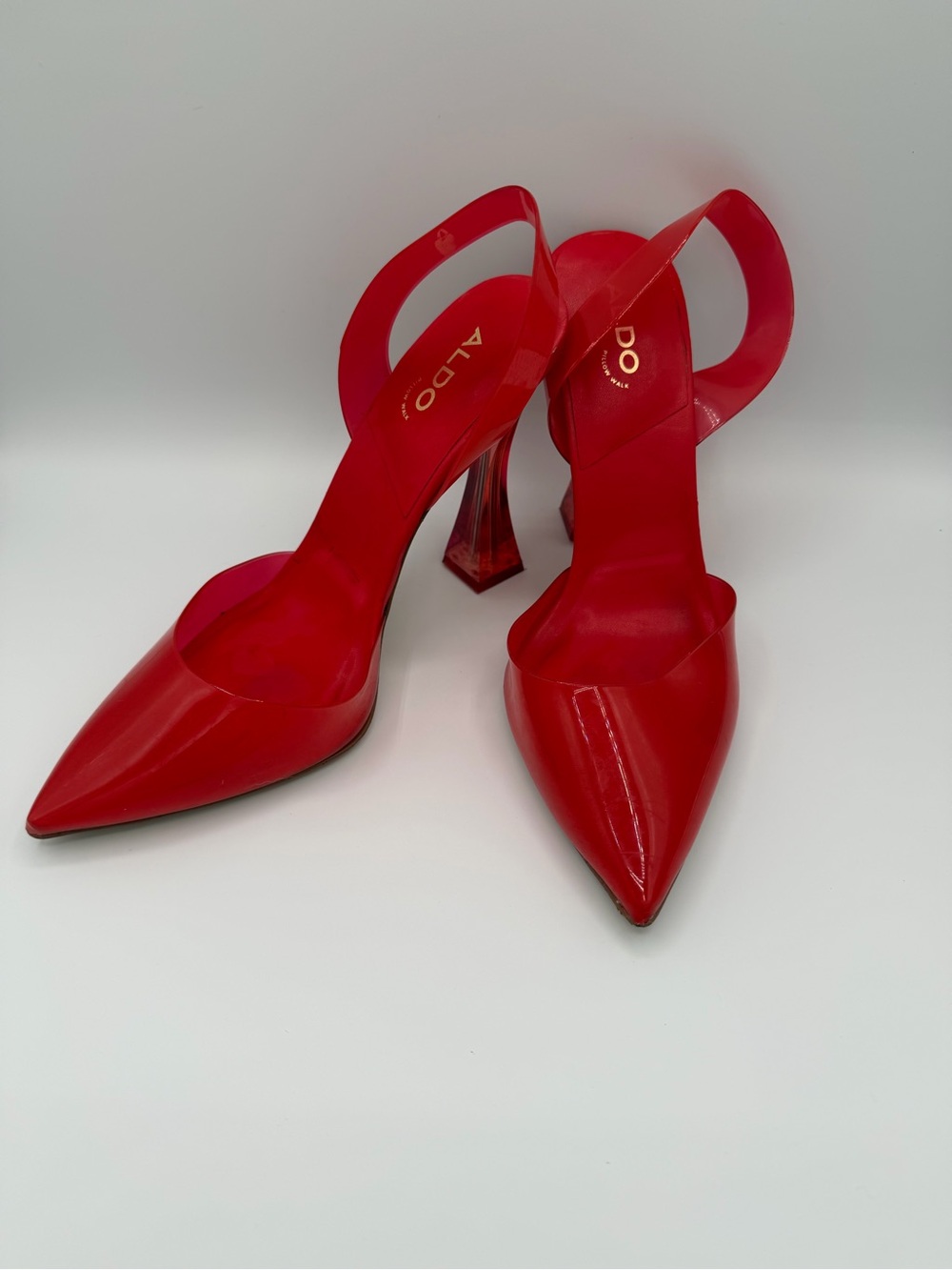 Aldo Red Patent Pointed-Toe Slingbacks